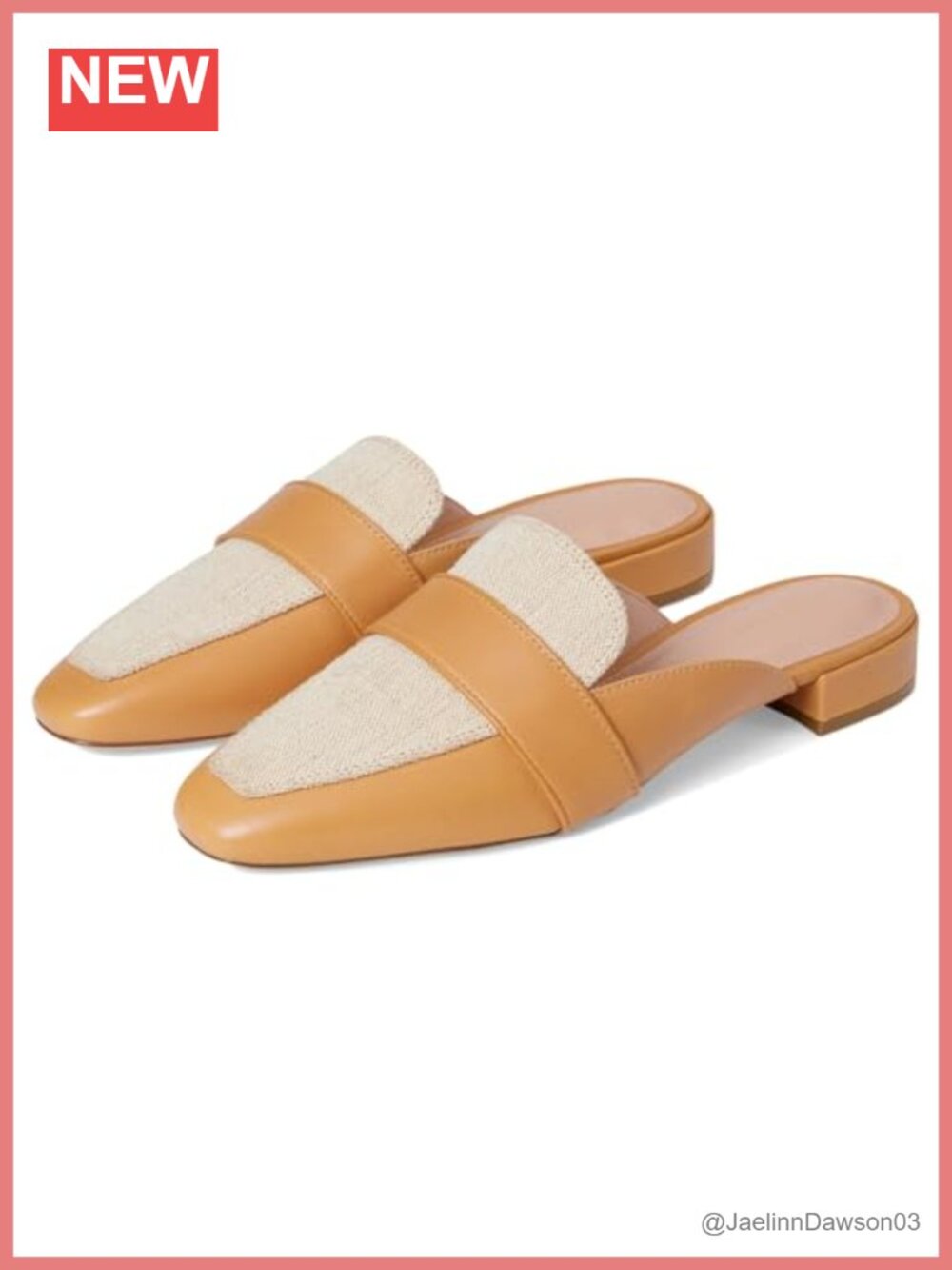 Leather Square Toe Mules Slip On Loafers with Keeper Strap Detail